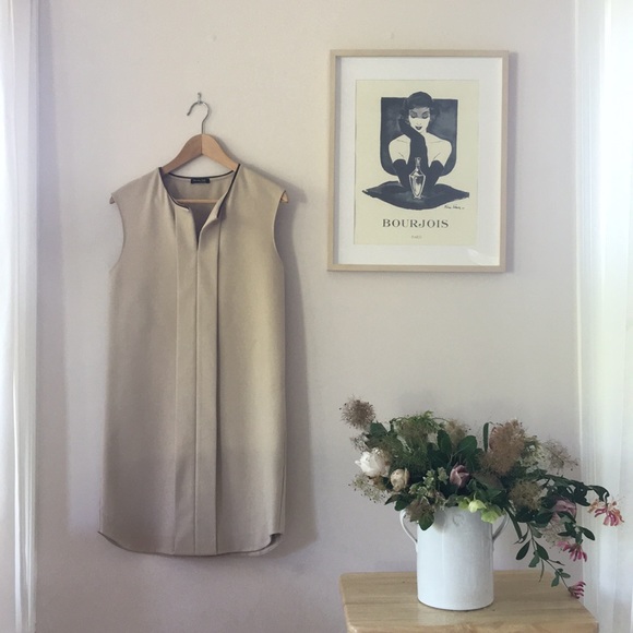 Leather + Tan Classic Shift Dress - Picture 1 of 5